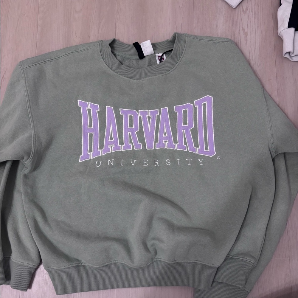 H&M Green and Purple Harvard University Sweater